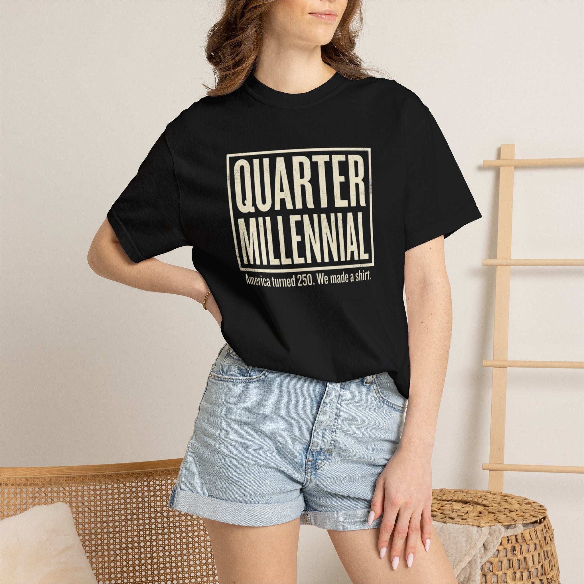 Quarter Millennial T-Shirt — "America turned 250" Retro Graphic Tee